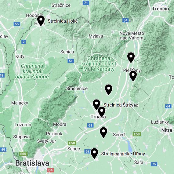 strelnice trnavsky kraj mapa